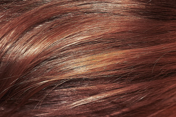 Henna hair as background, texture. One of the popular shades of hair coloring