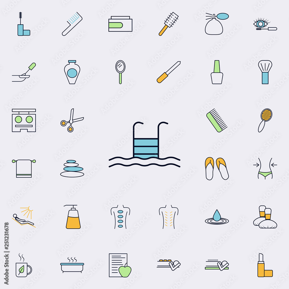 Poster ladder for pool outline icon. spa icons universal set for web and mobile