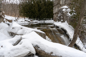 Fototapeta premium Winter waterfall river water ice 