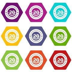 Round calendar icons 9 set coloful isolated on white for web