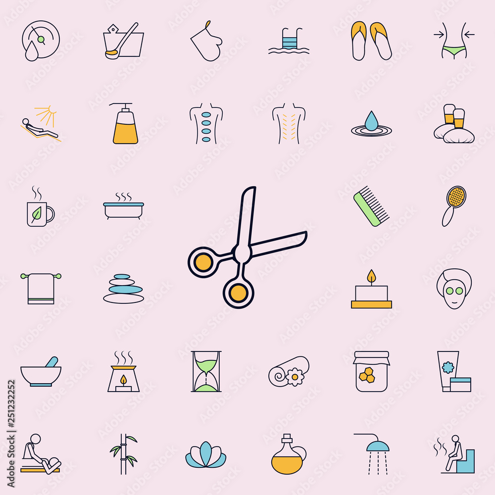 Poster scissors outline icon. spa icons universal set for web and mobile