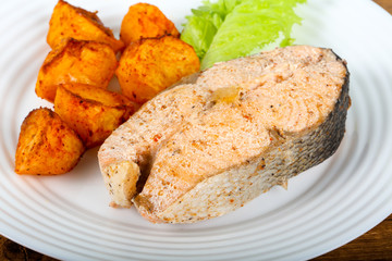 Steamed salmon