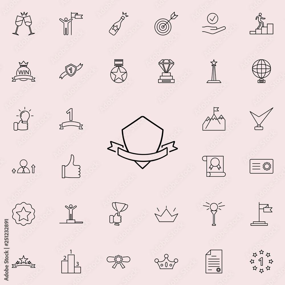 Poster shield with ribbon icon. succes and awards icons universal set for web and mobile