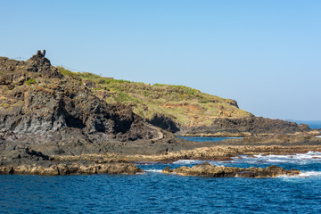 Fototapeta premium Spectacular vulcanic coastline shapped with lava forms.