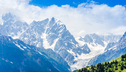 Fototapeta na wymiar View on mountain landscape of Svaneti by Mestia in Georgia