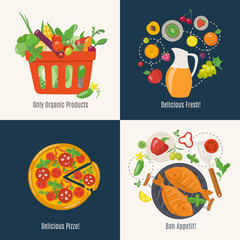 Vector cooking infographic in flat style with food food. 