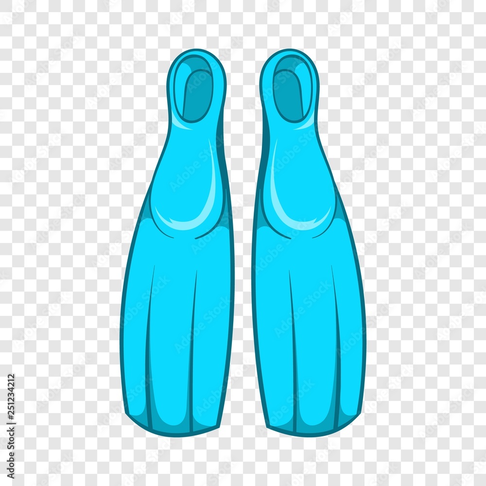 Poster fins for diving icon in cartoon style isolated on background for any web design