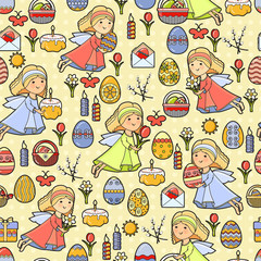 Fototapeta na wymiar Easter. Holiday colorful background. Vector seamless pattern.