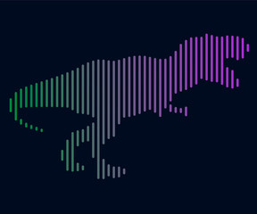 The linear illustration of a dinosaur. Logo