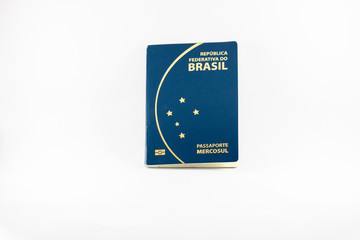 Brazilian passport on white background. Important document for trips abroad. 