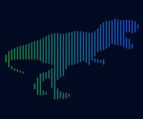 The linear illustration of a dinosaur. Logo