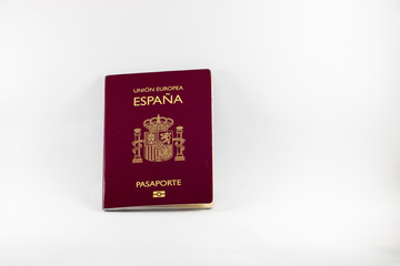 Spanish passport on white background. Important document for trips abroad. 