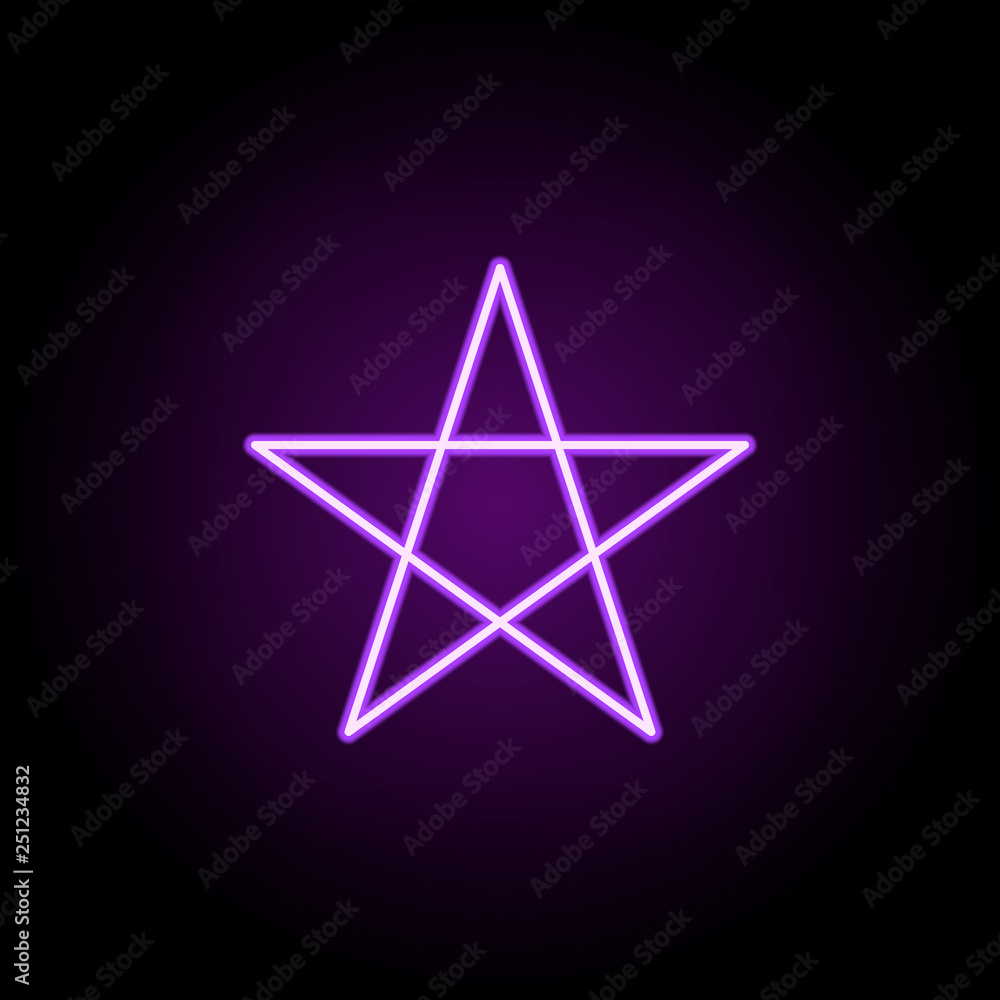 Poster pentagram line icon. elements of stars in neon style icons. simple icon for websites, web design, mo