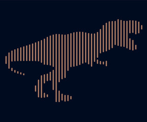 The linear illustration of a dinosaur. Logo