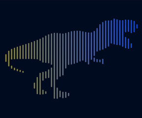 The linear illustration of a dinosaur. Logo