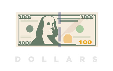 100 Dollars money minimalistic paper banknote of USA - vector