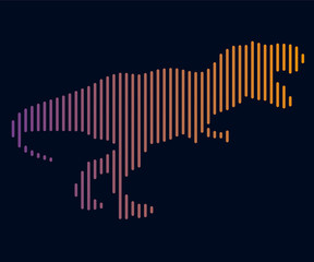 The linear illustration of a dinosaur. Logo