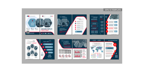 Brochure creative design. Multipurpose template, include cover, back and inside pages. Trendy minimalist flat geometric design. Vertical a4 format.