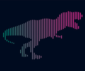 The linear illustration of a dinosaur. Logo