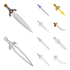 Isolated object of game  and armor  sign. Collection of game  and blade  stock symbol for web.