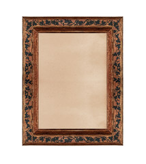 Antique vintage picture frame isolated on white background.