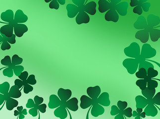 Fototapeta premium St patricks day greeting celebration background with shamrock flowers decoration - illustration with copy space for writing