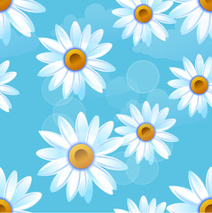 Chamomile white, spring or summer flowers. Seamless pattern. Vector illustration EPS10