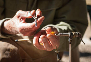 Fly Tying - Hands, Vice & Scissors