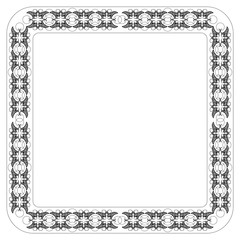 Square black frame with curved elements. Vector illustration isolated on a white background.