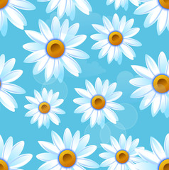 Fototapeta premium Chamomile white, spring or summer flowers. Seamless pattern. Vector illustration EPS10