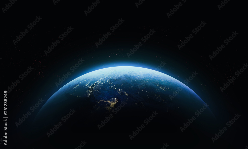 Poster Planet Earth in outer space. Civilization. Elements of this image furnished by NASA
