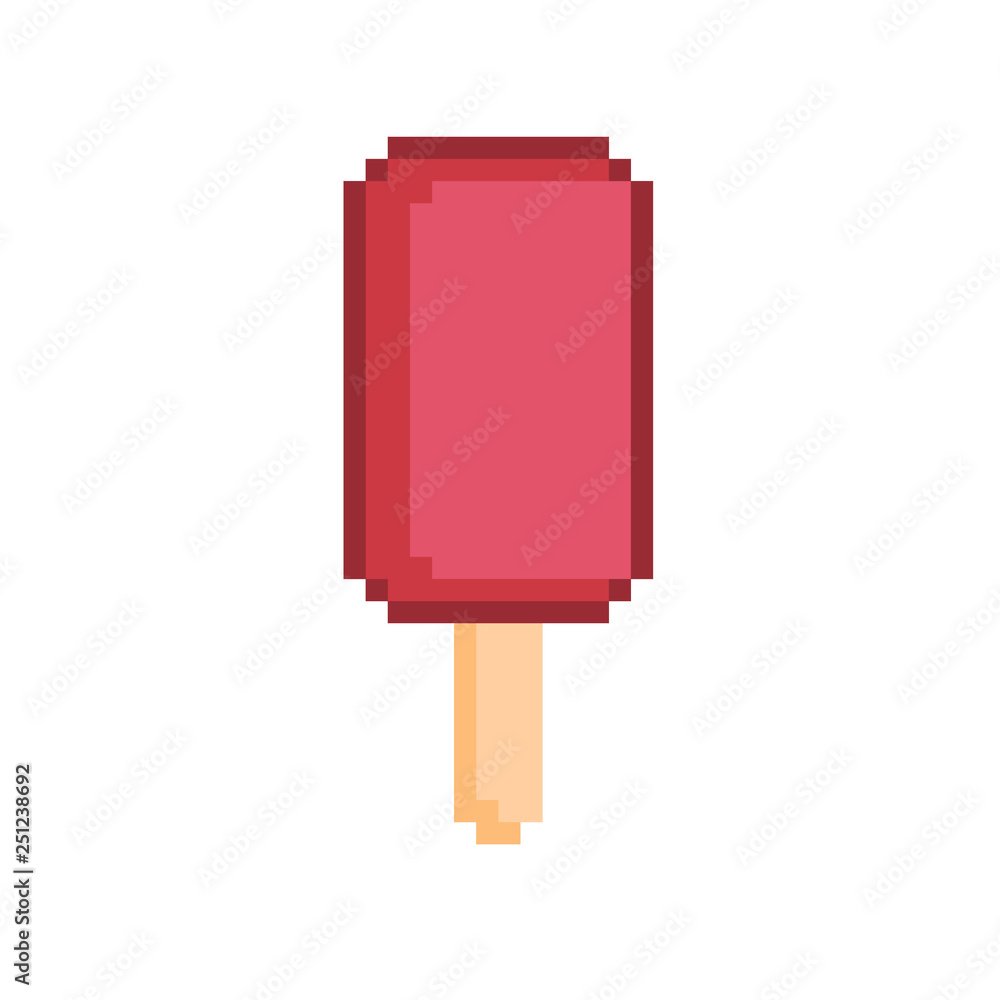 Poster vector background of pixel ice cream. pixel art. 8 bit.