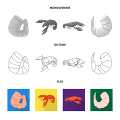 Vector design of appetizer and ocean symbol. Set of appetizer and delicacy stock symbol for web.