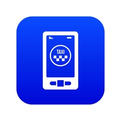 Taxi app in phone icon digital blue for any design isolated on white vector illustration