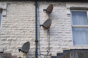 satellite dishes on the wall