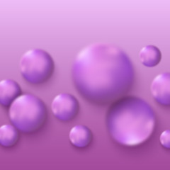 Science banner with pink 3d molecules. Medical background sphere design. Atoms. Message place. Balloons concept idea