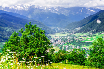Mountain landscape of Svaneti by Mestia in Svaneti, Georgia