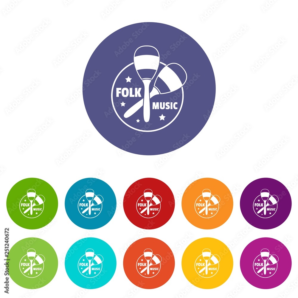 Poster maraca icons color set vector for any web design on white background