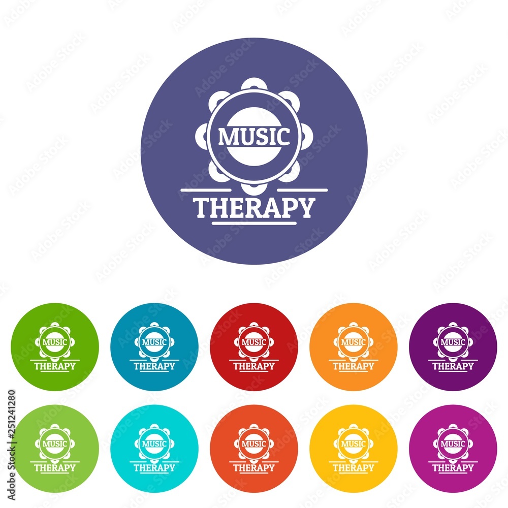 Aufkleber tambourine icons color set vector for any web design on white background