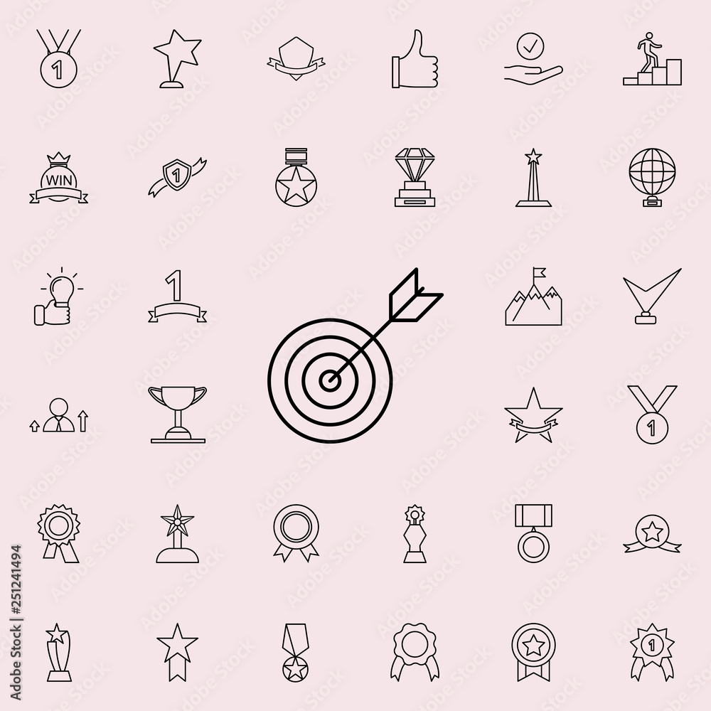 Poster bow and target icon. succes and awards icons universal set for web and mobile
