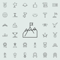 peak of a mountain with a flag icon. Succes and awards icons universal set for web and mobile