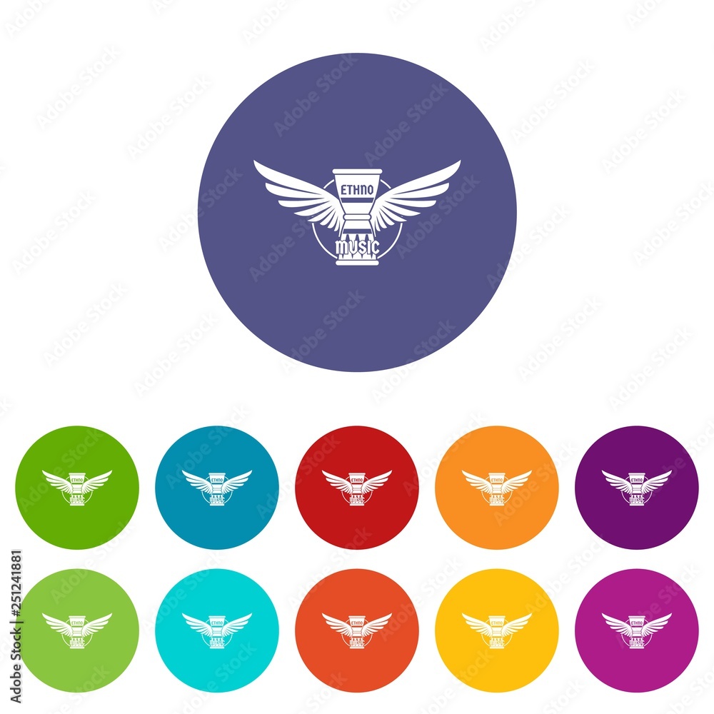 Poster percussion instrument icons color set vector for any web design on white background
