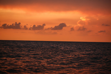 Fiery orange sunset over the sea