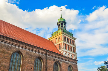 Naklejka premium Church of Gdansk at sunset, Poland
