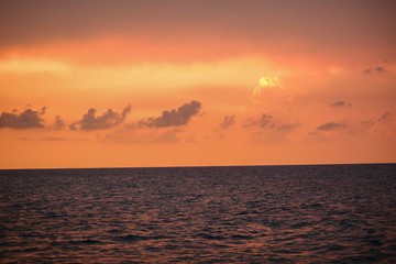 Fiery orange sunset over the sea
