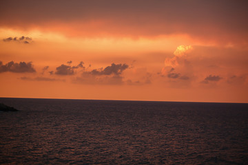 Fiery orange sunset over the sea