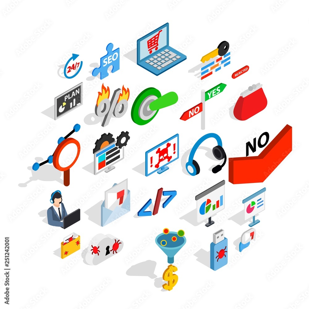 Poster analytics icons set. isometric set of 25 analytics vector icons for web isolated on white background