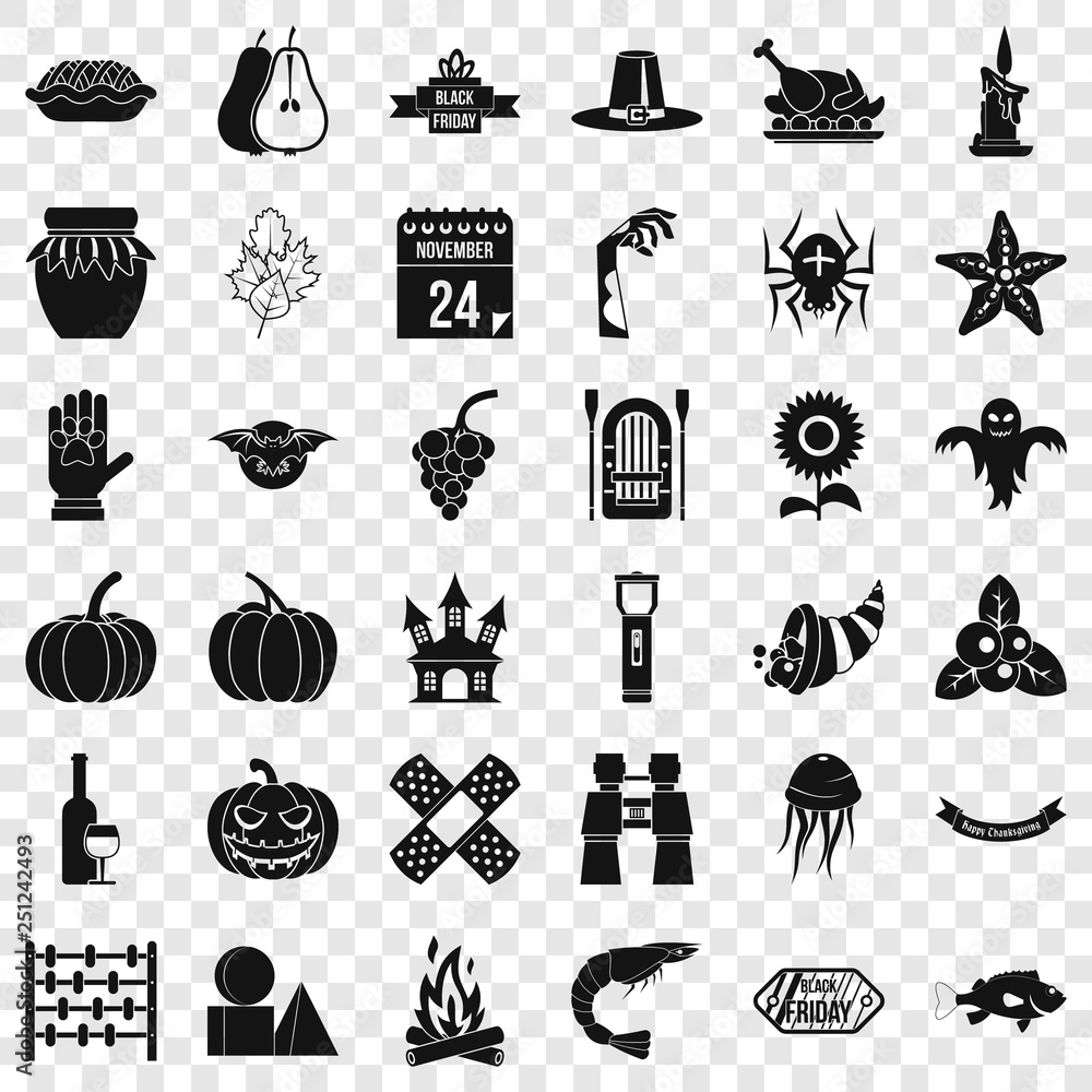 Poster holiday icons set. simple style of 36 holiday vector icons for web for any design