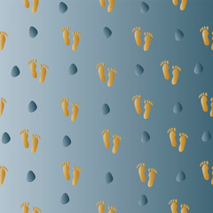 Vector seamless pattern with footprints and stones