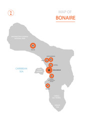 Bonaire map with administrative divisions.